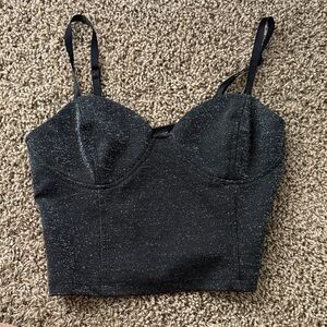 Black Glittery Women's Crop Top